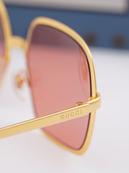 Gucci GG1063S 001 Square Sunglasses - Gold\\Red main image 7